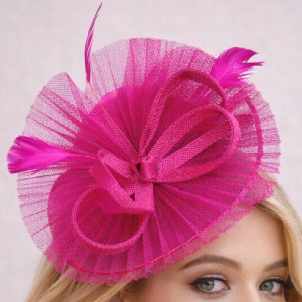 New Kentucky Derby KY Oaks Elegant Pink Fascinator Hat Headwear Tea Church Ascot